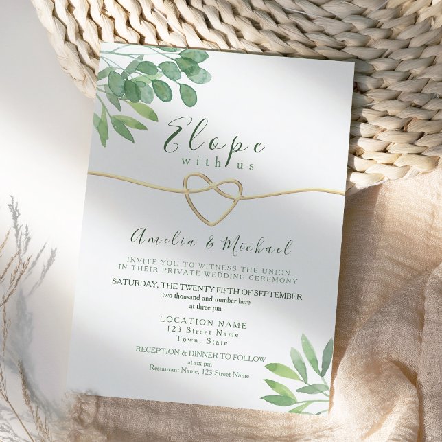 Faire-part de mariage intimiste Greenery Elope (Créateur téléchargé)