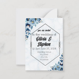 Faire-part de mariage - invitation rose bleue