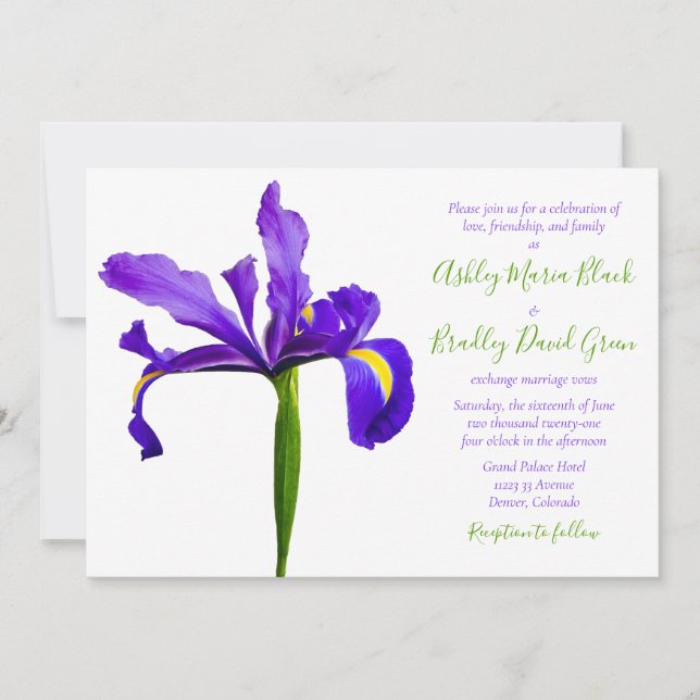 Faire-part de mariage Iris violet (Devant)