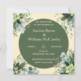 Faire-part de mariage irlandais fleuri