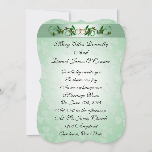 Faire-part de mariage irlandaise (Devant)