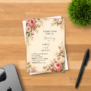 faire-part de mariage jardin de roses anciennes