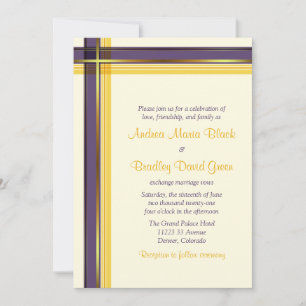 Faire-part de mariage jaune doré violet