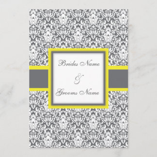 Faire-part de mariage (jaune) gris de damassé