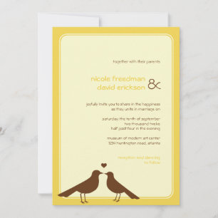 Faire-part de mariage jaune inséparable contempora