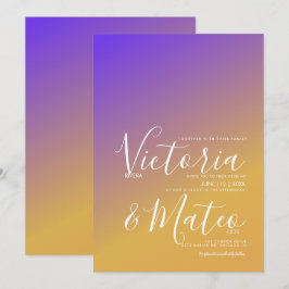 Faire-part de mariage jaune violet ombre