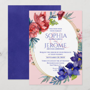 Faire-part de mariage   Joyeux aquarelle florale