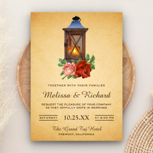 Faire-part de mariage lanterne florale de campagne