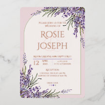 Faire-part de mariage lavande à feuilles d'alumini
