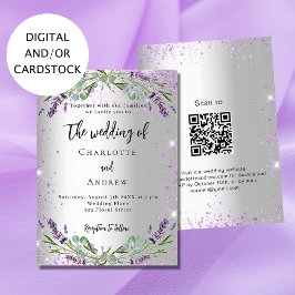 Faire-part de mariage lavande argent eucalyptus QR