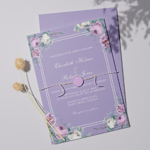 Faire-part de mariage Lavender Purple Peonies
