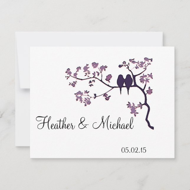 Faire-part de mariage - les oiseaux amoureux sur u (Devant)