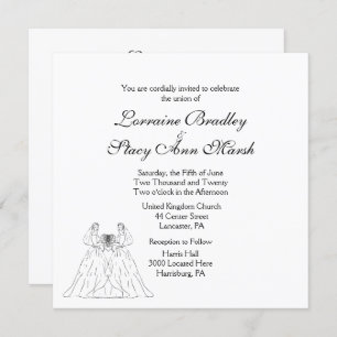 Faire-part de mariage Lesbienne blanche