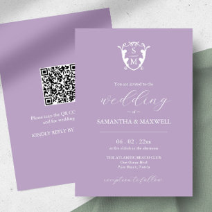 Faire-part de mariage Lilac avec code QR