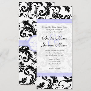 Faire-part de mariage Lilac Trim noir Damask