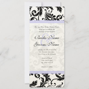 Faire-part de mariage Lilac Trim noir Damask