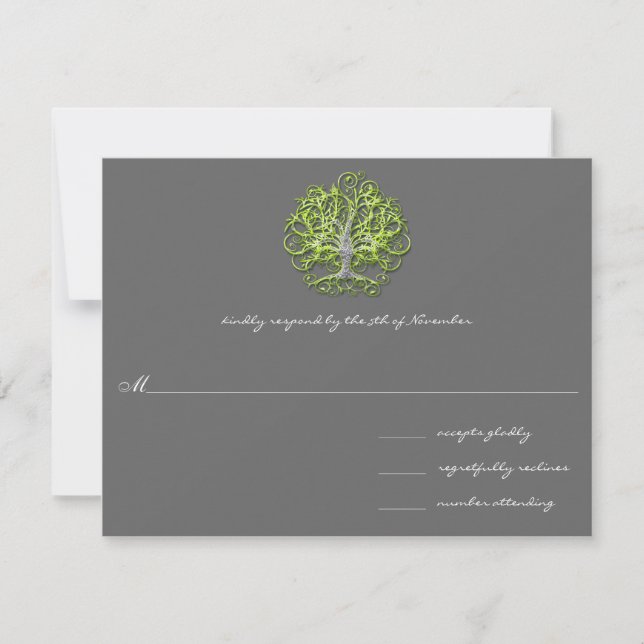 Faire-part de mariage Lime Swirl Tree Roots of Lov (Devant)