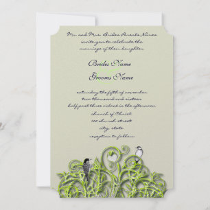 Faire-part de mariage Love Bird Green Swirl Tree #