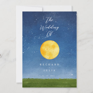 Faire-part de mariage LUNA / Pleine lune aquarelle