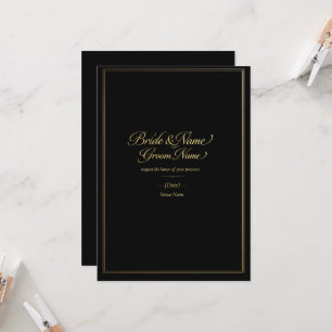 Faire-Part de Mariage Luxe Or Élégant Noir & O