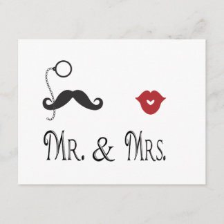 Faire-part de mariage M. & Mme Moustache & Lèvres