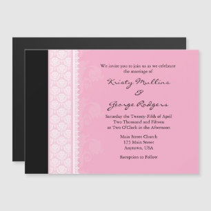 Faire-part de mariage magnétique moderne rose noir