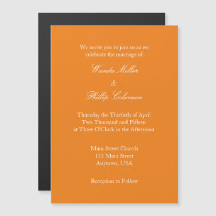 Faire-part de mariage magnétique simple orange