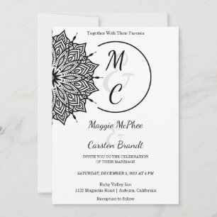 Faire-part de mariage Mandala noir
