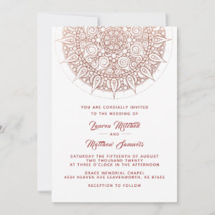 Faire-part de mariage mandala or rose