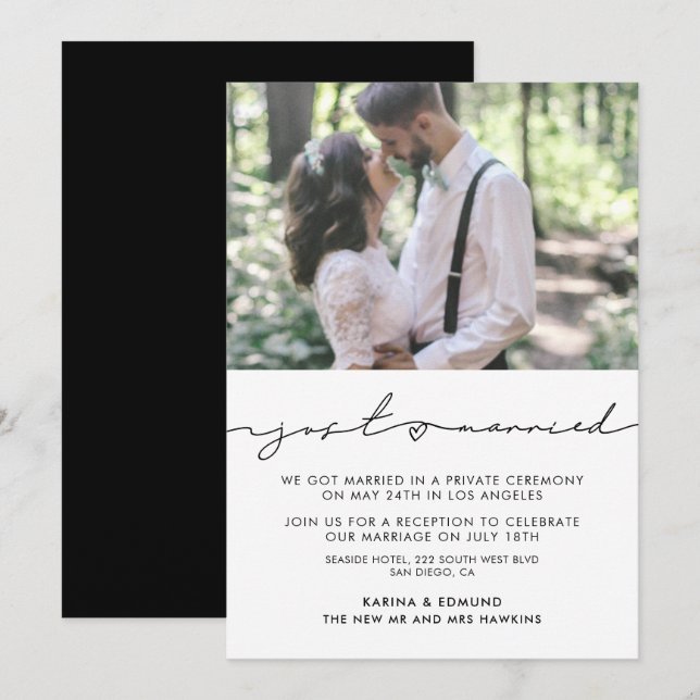 Faire-part de mariage manuscrit moderne minimalist (Devant / Derrière)