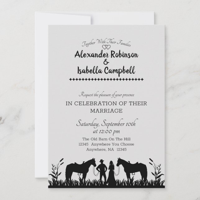 Faire-part de mariage-Mariage campagnard-Cheval (Devant)