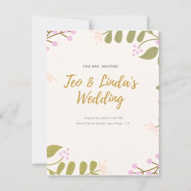 Faire-part de mariage/ Mariage moderne Invitati (Devant)