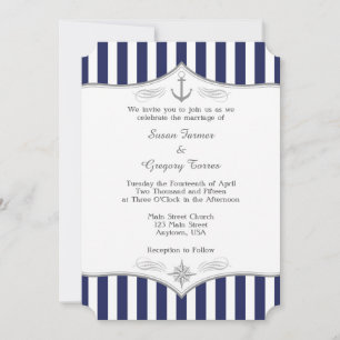Faire-part de mariage marine bleu gris