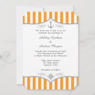 Faire-part de mariage marine gris-blanc orange