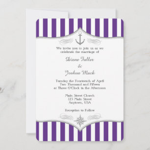 Faire-part de mariage marine gris pourpre