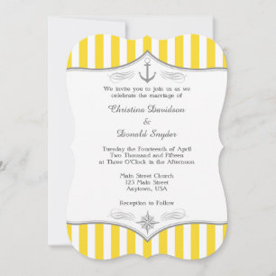 Faire-part de mariage marine jaune blanc gris