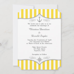 Faire-part de mariage marine jaune blanc gris