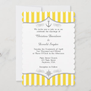Faire-part de mariage marine jaune blanc gris