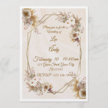 Faire-part de mariage marron et beige