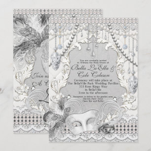 Faire-part de mariage Masquerade Pearl Diamond Bli