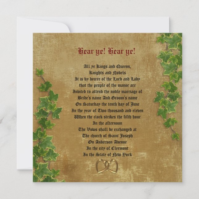 Faire-part de mariage médiéval (Devant)