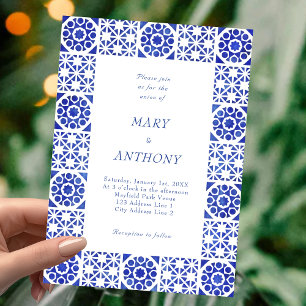Faire-part de mariage méditerranéenne bleue