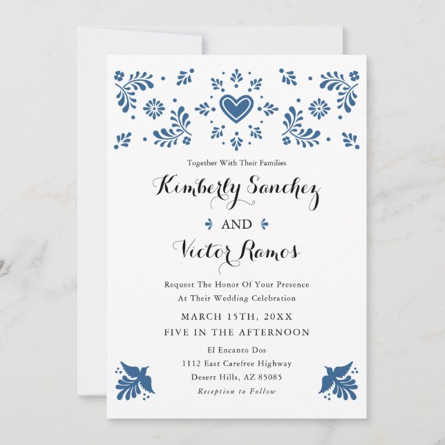 Faire-part de mariage mexicaine inspirée par Talav (Devant)