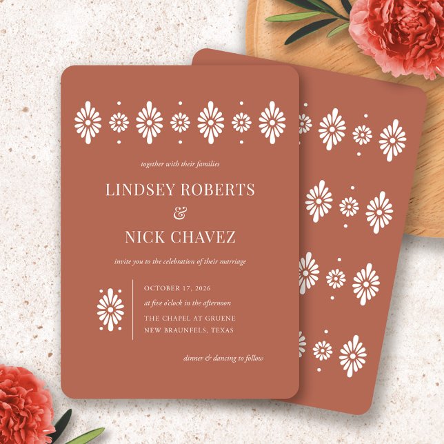 Faire-part de mariage mexicaine Terra Cotta (Mexican Terra Cotta Wedding Invitation by Fiesta Valley Print)