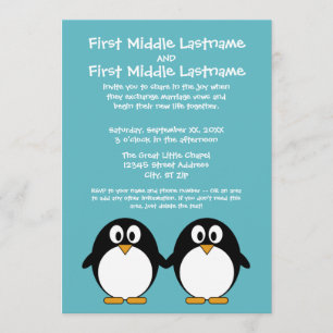 Faire-part de mariage mignon de pingouin