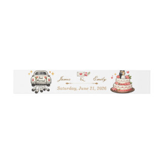 Faire-part de mariage mignons avec bandeau ventral