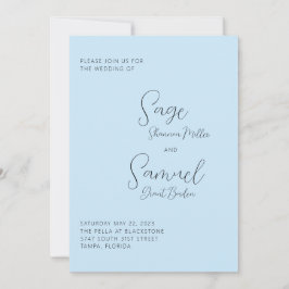 Faire-part de mariage minimal bleu clair