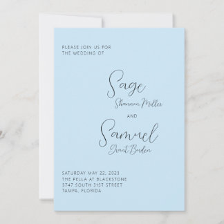 Faire-part de mariage minimal bleu clair