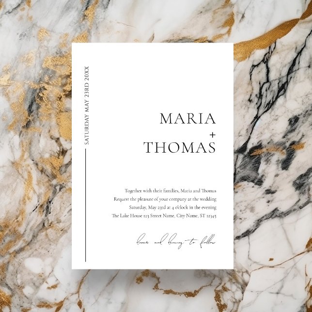 Faire-part de mariage minimale en noir et blanc (Créateur téléchargé)