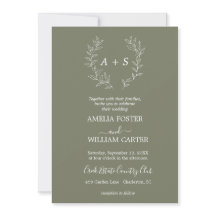 Faire-part de mariage minimaliste à feuilles avec